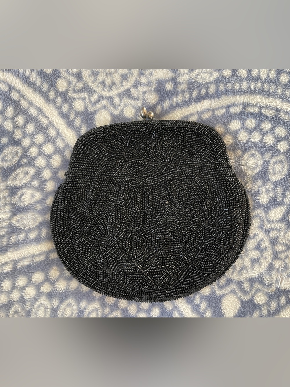 Black Beaded Floral Clutch Wristlet